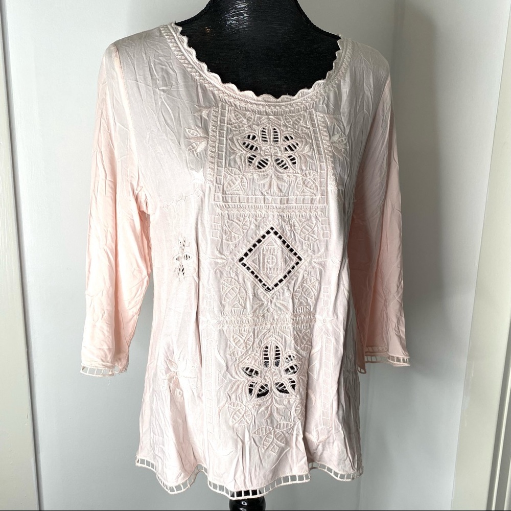 Solitaire Light Pink Embroidered Tunic - Picture 2 of 12